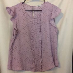 Lilac Flutter Sleeve Pleated Blouse